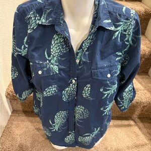 Sonoma‎ Blue Pineapple Print Shirt